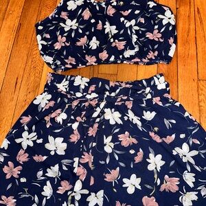 Navy Floral Two-Piece Set